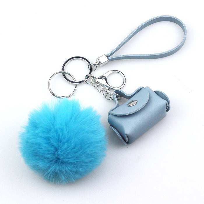 Wholesale Keychains Hairball Leather Bag MOQ≥2 JDC-KC-ChaoH060