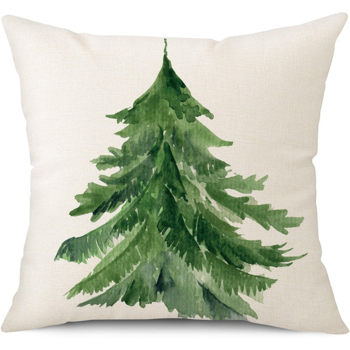 Wholesale Christmas Tree Christmas Snowman Black and White Plaid Linen Pillowcase MOQ≥2 JDC-PW-YLong004