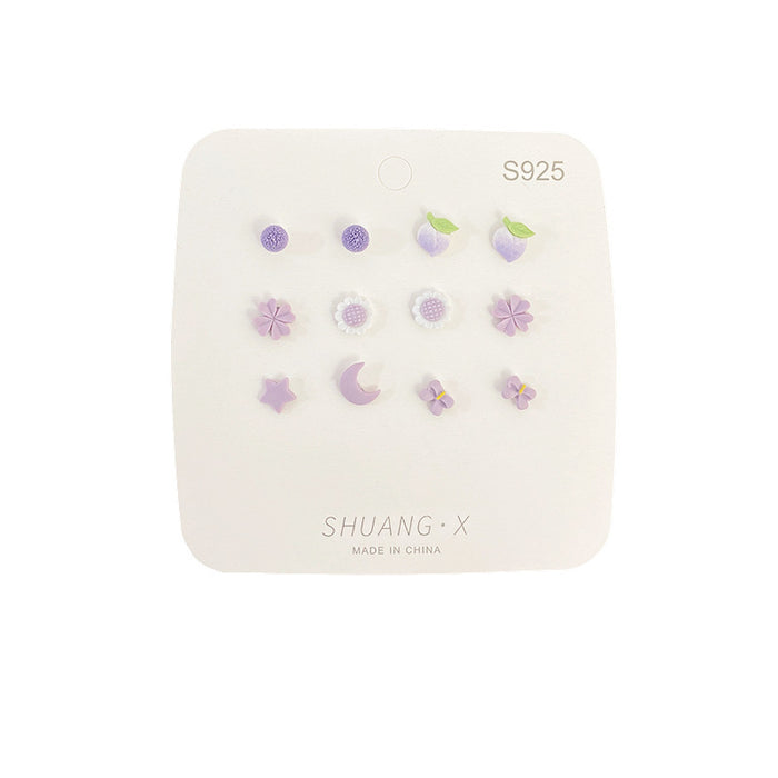 Wholesale ceramic silver needle fresh girl heart week earrings JDC-ES-shuangx001