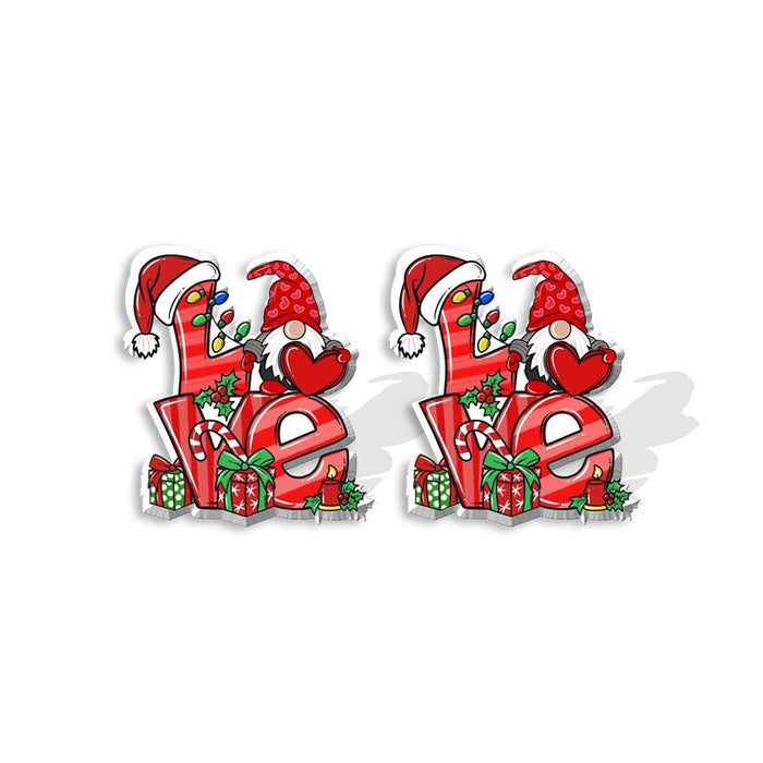 Wholesale Earrings Acrylic Shrink Christmas Gnome Old Man MOQ≥5 JDC-ES-XiangL042