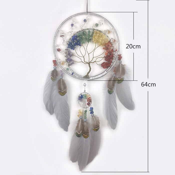 Wholesale high-grade crystal stone tree of life dreamcatcher hand-woven MOQ≥2 JDC-DC-YanEn001