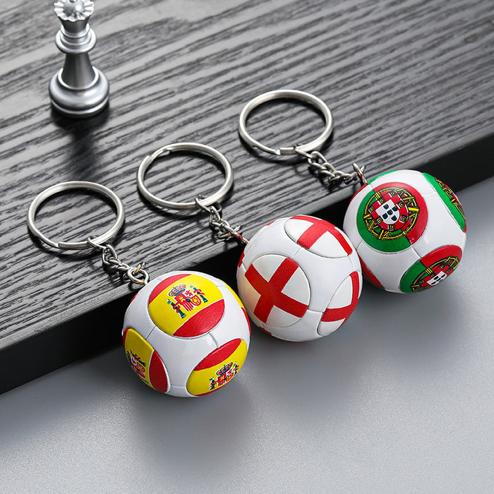 Wholesale Keychain PVC World Cup Printed Flag Soccer Small Gift Pendant JDC-KC-RuiQi002