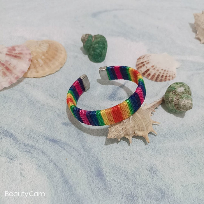 LGBT al por mayor LGBT GAY GAY Sex -Color Line Weaving Rainbow Bracelet JDC -BT -Guangg002