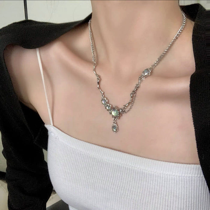 Wholesale Liquid Opal Stone Alloy Necklace MOQ≥2 JDC-NE-YiWei001