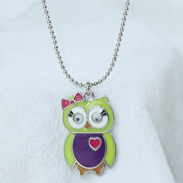 Wholesale Necklace Alloy Colored Cartoon Owl Sweater Chain MOQ≥2 JDC-NE-Momo006