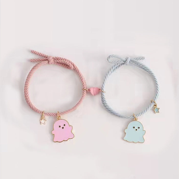 Wholesale Bracelet Alloy Cute Ghost Head Rope Small Rubber Band Couple Magnetic Suction MOQ≥2 JDC-BT-YiSha003