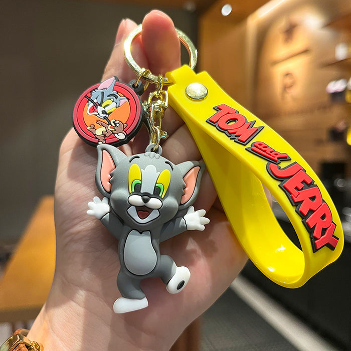 Wholesale silicone doll pendant PVC cat and mouse keychain JDC-KC-YMeng002