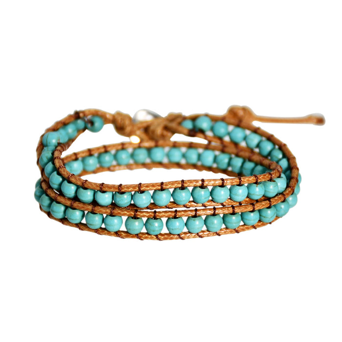 Wholesale Bracelet Turquoise Winding Bracelet Retro Ethnic Wind Multilayer JDC-BT-YouF002
