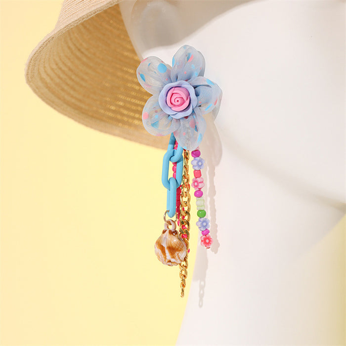 Wholesale Earrings Alloy Acrylic Bohemian Flowers Tassels JDC-ES-GuTe024