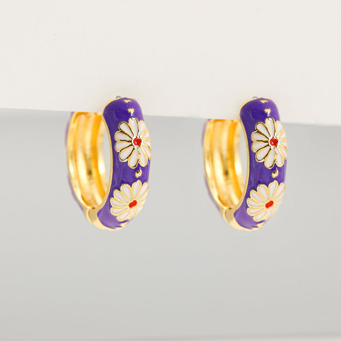 Wholesale Earrings Copper Enamel Vintage Hoop Color JDC-ES-kenj006