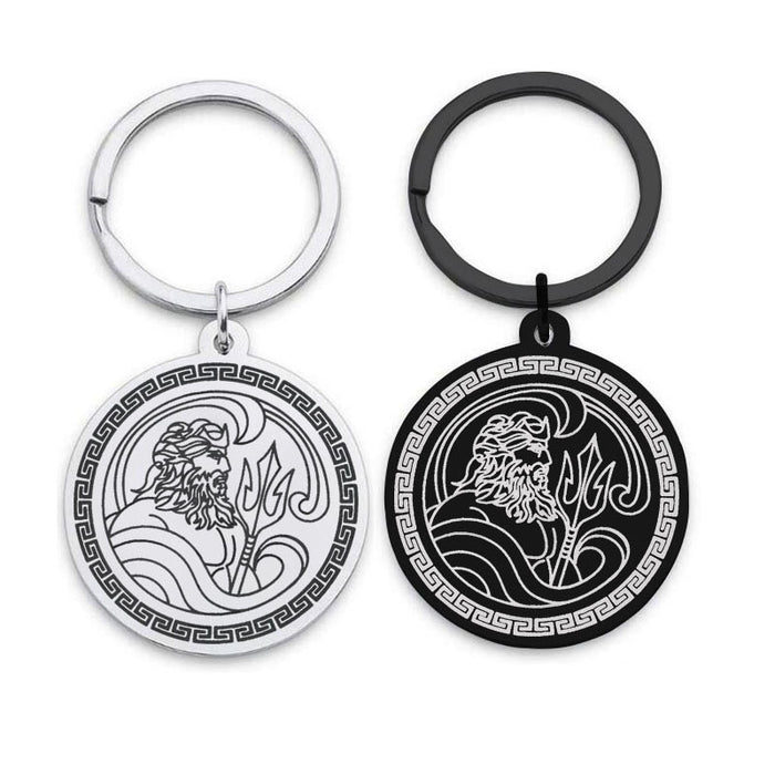Wholesale Keychains For Backpacks Stainless Steel Keychain Ancient Greek Poseidon MOQ≥2 JDC-KC-ZongB004