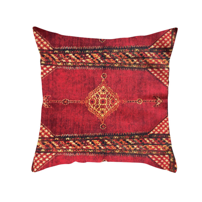 Almohada de lanzamiento de lino de patrón rojo vintage mayorista JDC-PW-Yuxin006