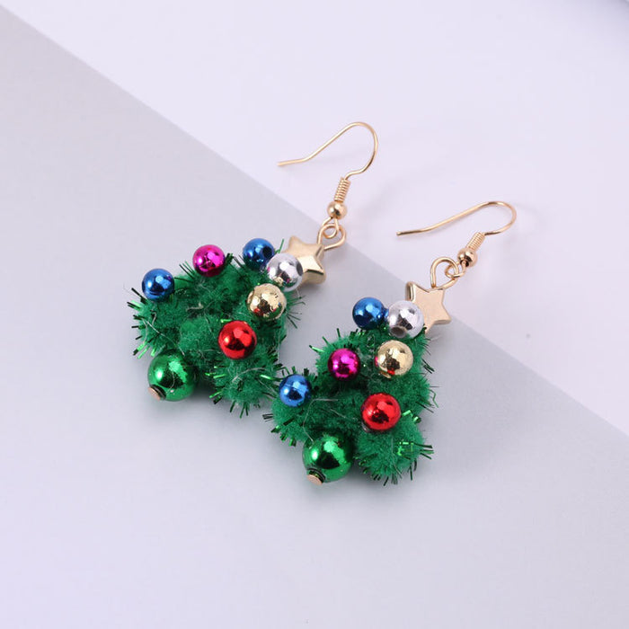 Wholesale Earrings Christmas Creative Diy Felt Christmas Tree MOQ≥5 JDC-ES-BinL001