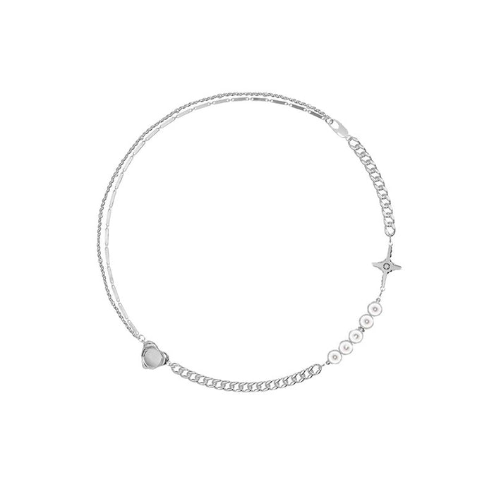 Wholesale Necklace Alloy Reflective Pearl Splicing Hip Hop MOQ≥2 JDC-NE-DengC009