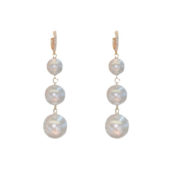 Wholesale exaggerated pearl tassel ear buckle women JDC-ES-kait004