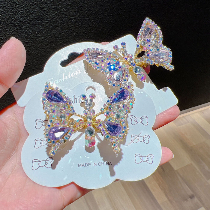 Wholesale Hair Clips Alloy Rhinestone Spring Butterfly JDC-HC-WEID001
