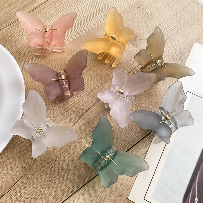 Wholesale Translucent Butterfly Grab Clip Summer Frosted Matte JDC-HC-YuTing003