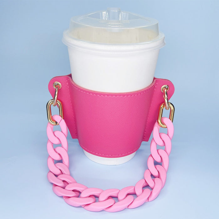 Jewelry WholesaleWholesale Chain PU Leather Milk Tea Cup Cover Coffee Cup Cover Hand Carry Cup Holder JDC-CH-WuoD001 Cup Holder 沃铎 %variant_option1% %variant_option2% %variant_option3%  Factory Price JoyasDeChina Joyas De China