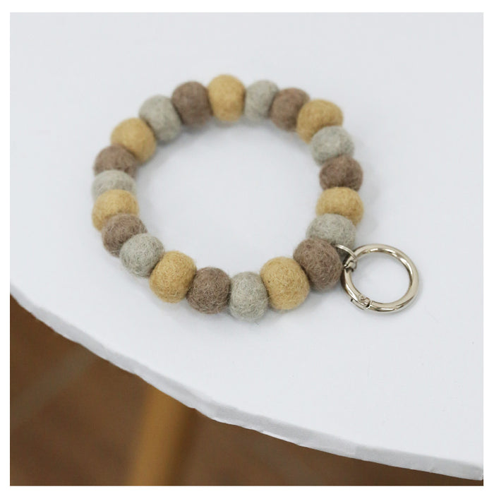 Wholesale cute wool felt ball bag pendant bracelet with keychain MOQ≥5 JDC-KC-FGu001