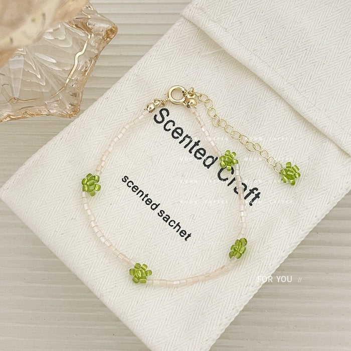 Wholesale Bracelet Super Fairy Glass Tube Beaded Green Flowers JDC-BT-JiaJ001