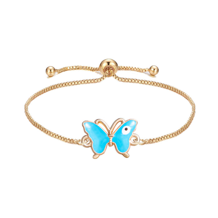 Wholesale Bracelet Alloy Evil Eye Butterfly Amulet Adjustable Bracelet MOQ≥2 JDC-BT-XiaoM009