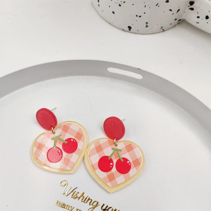 Jewelry WholesaleWholesale S925 Silver Needle Fruit Cherry Blossom Rose Acrylic Love Earrings JDC-ES-FX004 Earrings 繁瑆 %variant_option1% %variant_option2% %variant_option3%  Factory Price JoyasDeChina Joyas De China