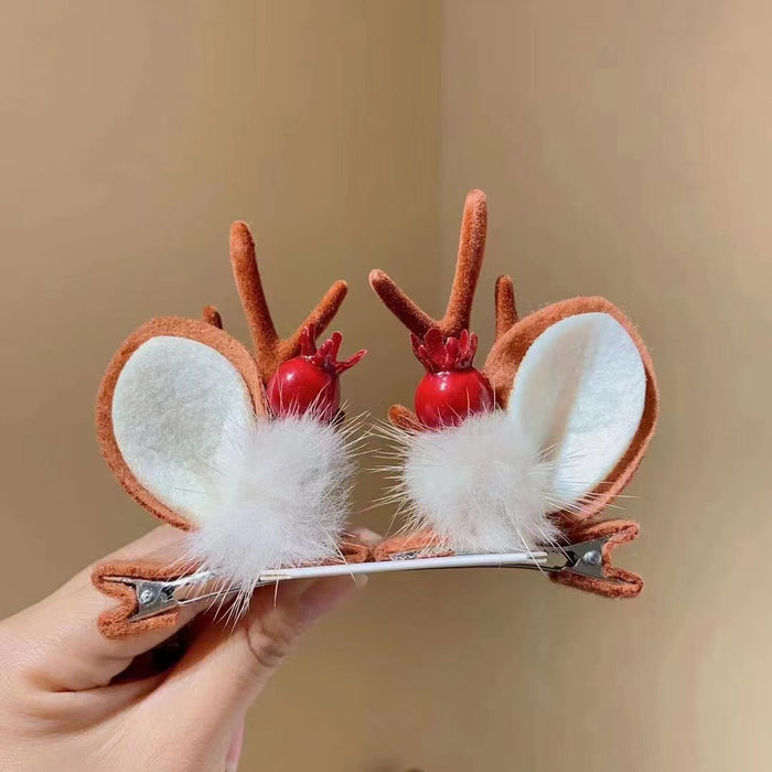 Wholesale Hair Clips Plastic Cloth Christmas Antlers JDC-HC-Yuxin001