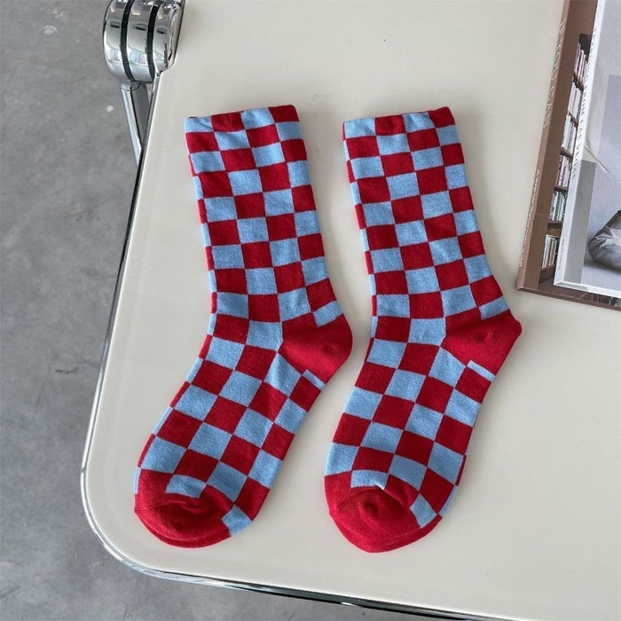 Wholesale Sock Polyester Cotton Checkerboard Thick Breathable Sweat Absorption MOQ≥2 JDC-SK-LanXii004