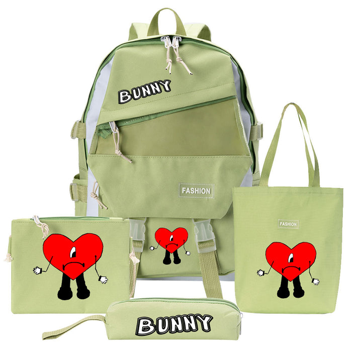 Wholesale Backpack Canvas Cute Cartoon Casual Shoulder Bag Pen Bag 4 Piece Set (F) JDC-BP-Tangs001