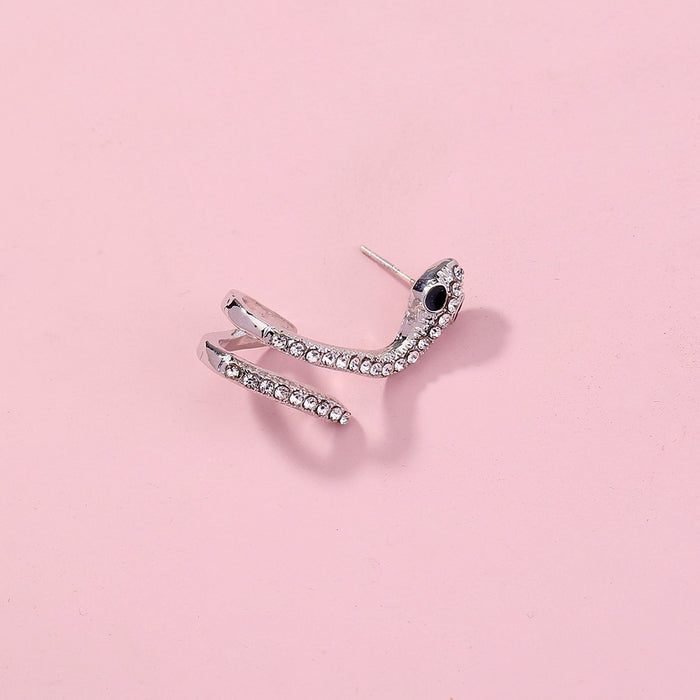 Jewelry WholesaleWholesale geometric diamond-set silver small snake stud earrings JDC-ES-NM029 Earrings 诺铭 %variant_option1% %variant_option2% %variant_option3%  Factory Price JoyasDeChina Joyas De China