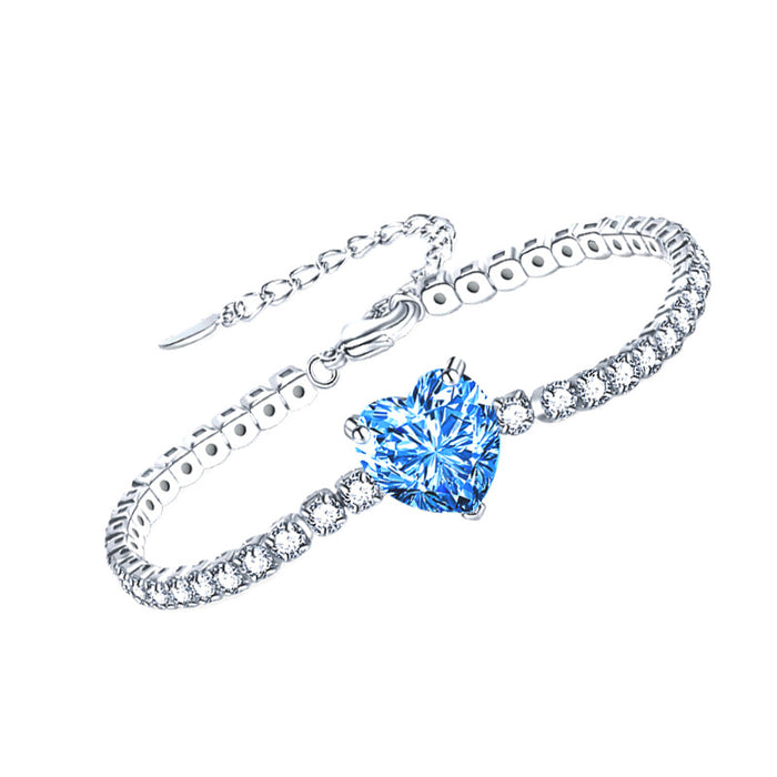 Pulsera de piedra de color al por mayor forma de corazón de corazón de lujo pulsera de diamantes de diamantes de diamantes de circón JDC-BT-Lonr003