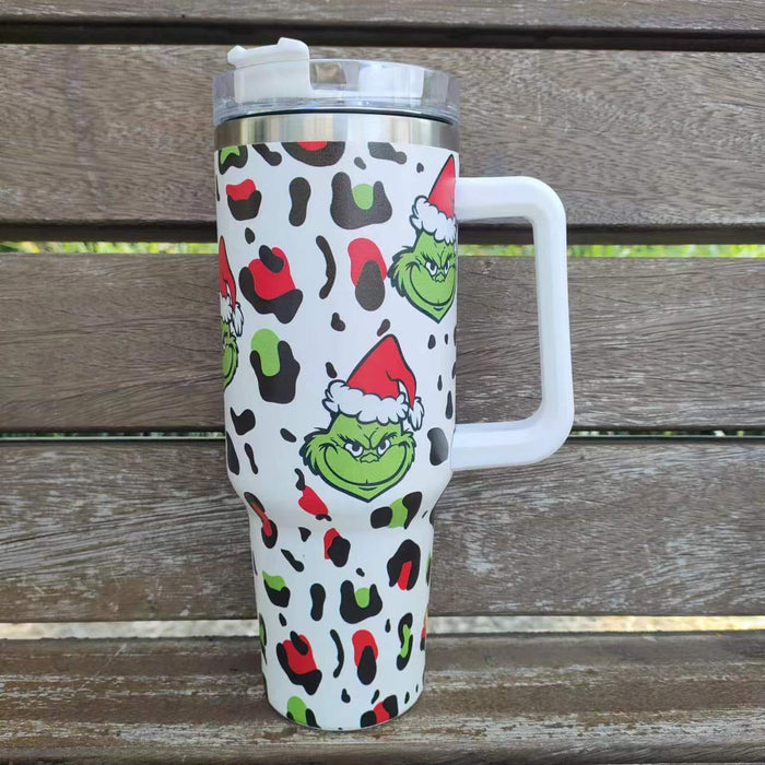 Wholesale Christmas Cartoon Pattern Stainless Steel Tumbler Handle Insulation Cup JDC-CUP-SanS001