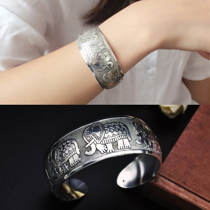 Ornement argenté tibétain en gros de gros bracelet argenté miao bracelet jdc-bt-yf007