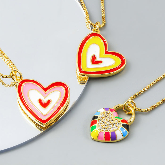 Jewelry WholesaleWholesale Colorful Accessories Brass Gold Plated Micro Set Zircon Heart Necklace JDC-NE-JingY004 Necklaces 循欧 %variant_option1% %variant_option2% %variant_option3%  Factory Price JoyasDeChina Joyas De China