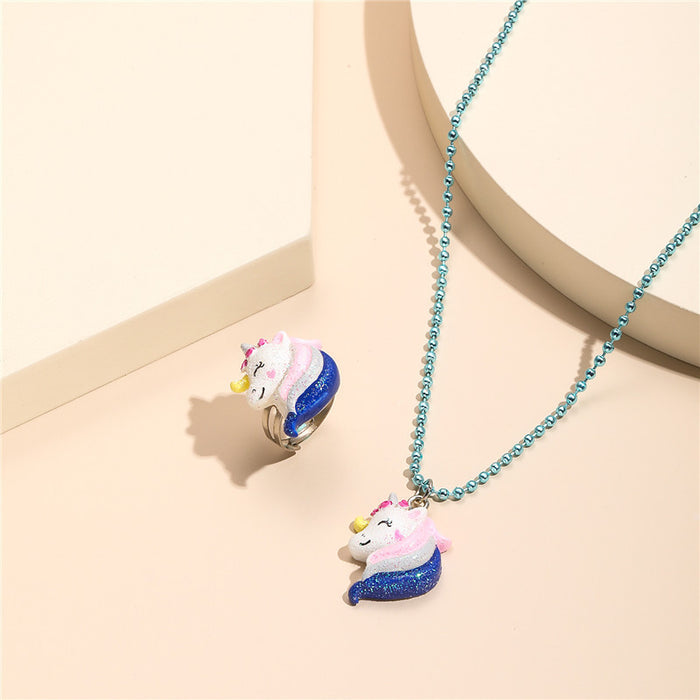 Wholesale Necklace Resin Cute Cartoon Kids Ring Set JDC-NE-ZhuoM013