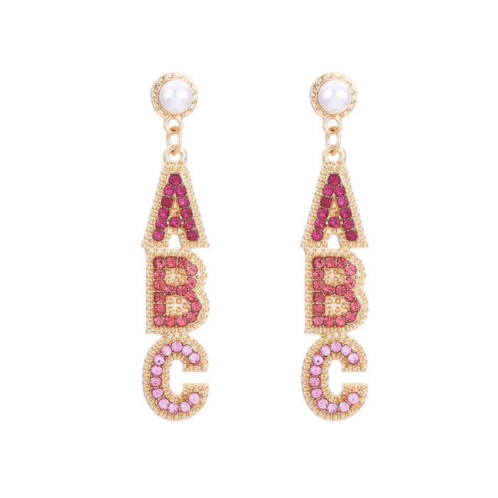 Wholesale Alloy Inlaid Pearl ABC Alphabet Earrings JDC-ES-ManY035