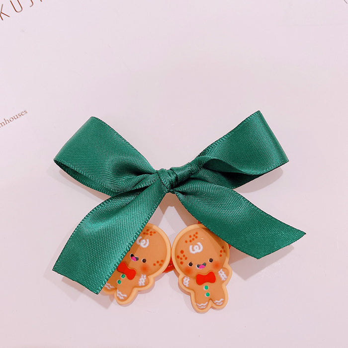 Wholesale Hair Scrunchies Ribbons Resin Kids Christmas Collection Bows JDC-HS-HaN012