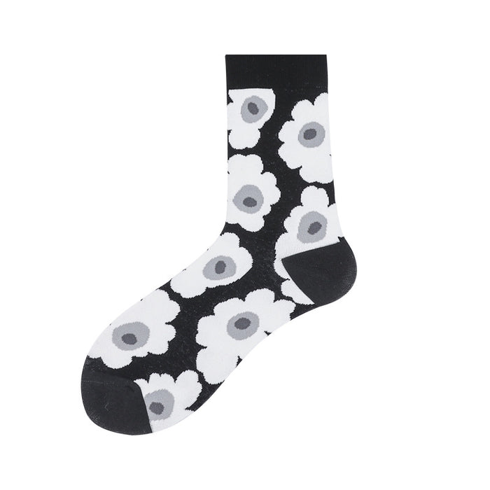 Wholesale Sock Cotton Mid Tube Sweat Absorb Vintage Flowers MOQ≥3 JDC-SK-BZL002