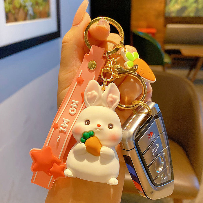 Wholesale Keychains For Backpacks genuine glutinous rice rabbit keychain pendant creative cute bunny couple MOQ≥2 JDC-KC-MSi021