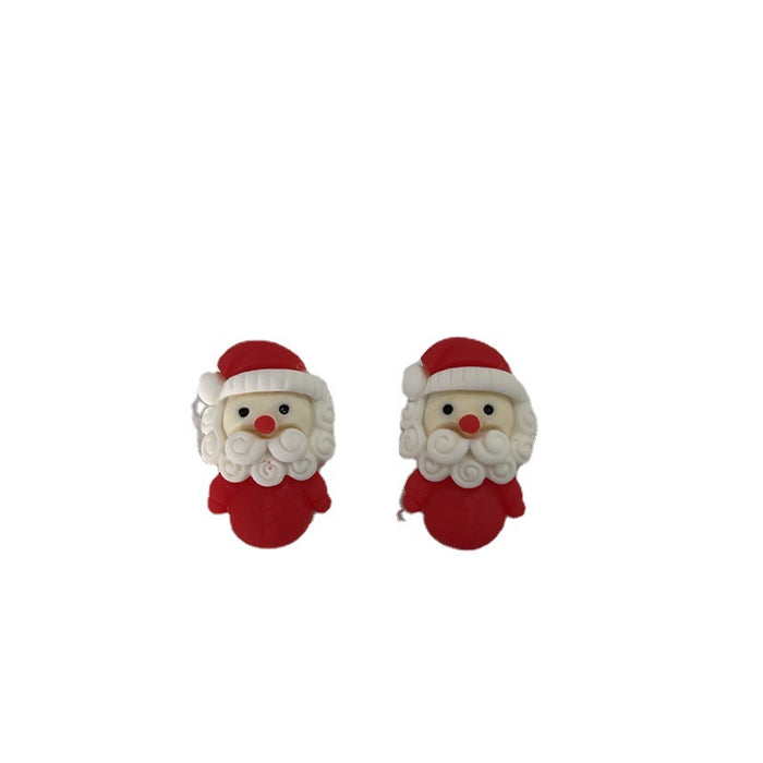 Wholesale Earrings Resin Christmas Santa Claus Cute Elk S925 Silver Needle JDC-ES-Shier010