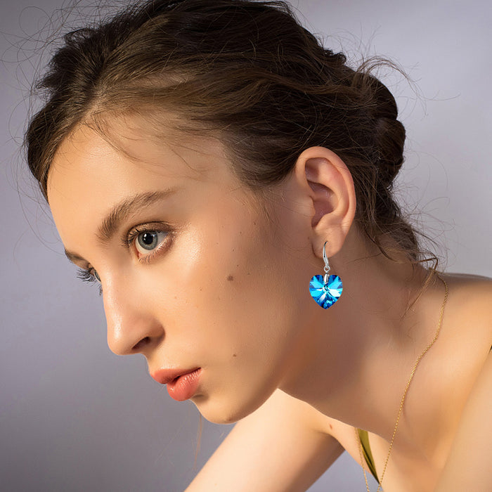 Wholesale Earrings Alloy Artificial Gemstone Ocean Heart Pendant JDC-ES-JYS025
