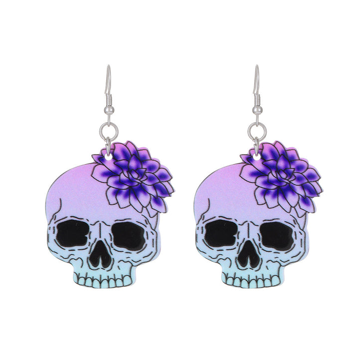 Wholesale Earrings Halloween Dark Skull Heart Shaped Funny Spider JDC-ES-D002