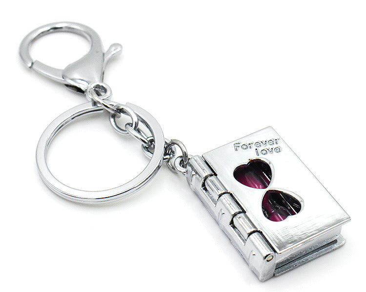 Wholesale Keychain Alloy Silver Book Hourglass MOQ≥2 JDC-KC-CZhan003