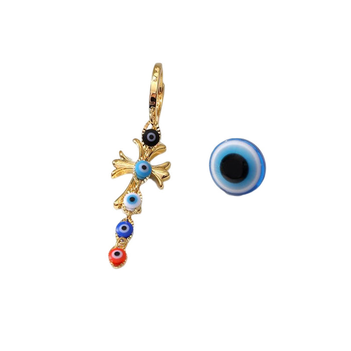 Wholesale Earrings Alloy Acrylic Bohemian Long Eyeball Cross JDC-ES-GuTe041