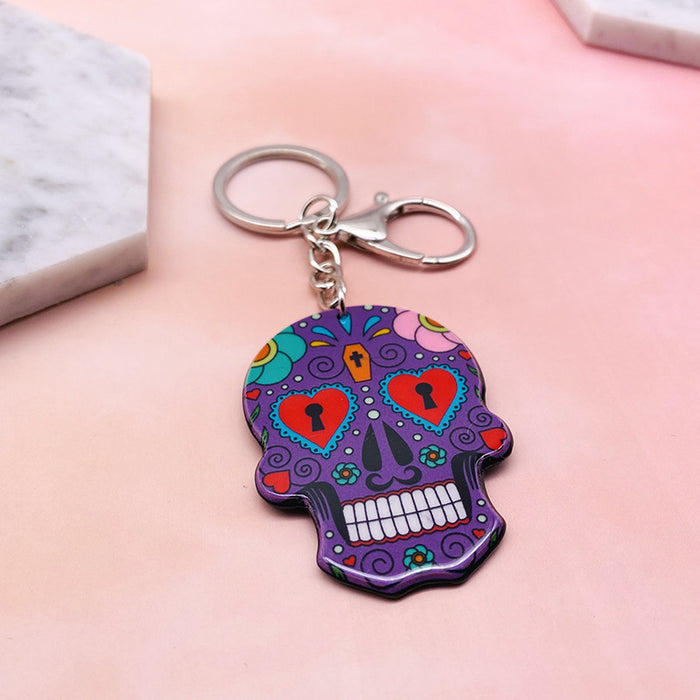Jewelry WholesaleWholesale acrylic skull color keychain for halloween JDC-KC-LYan001 Keychains 翌焱 %variant_option1% %variant_option2% %variant_option3%  Factory Price JoyasDeChina Joyas De China