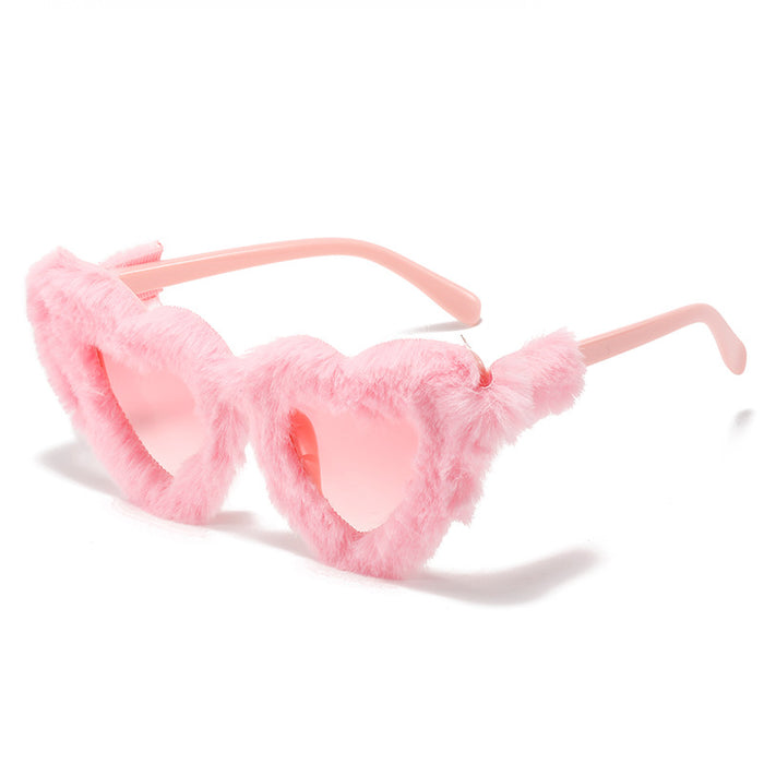 Wholesale AC Lens Plush Heart Shape Women Sunglasses JDC-SG-XiY004