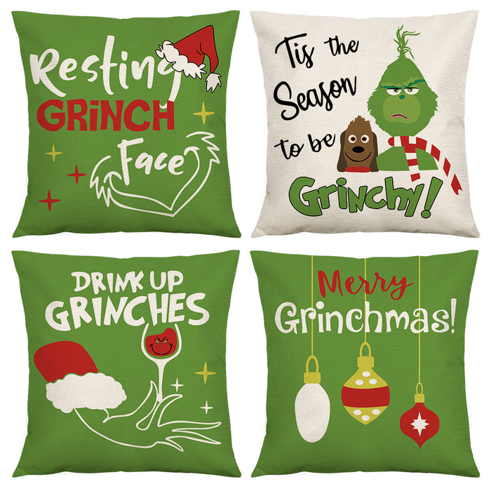 Wholesale Christmas Cartoon Linen Pillowcase (M) MOQ≥2 JDC-PW-Aisha008