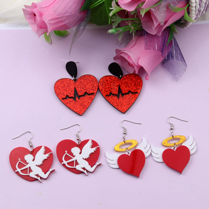 Wholesale Earrings Acrylic Simple Heart Wings JDC-ES-Duai050