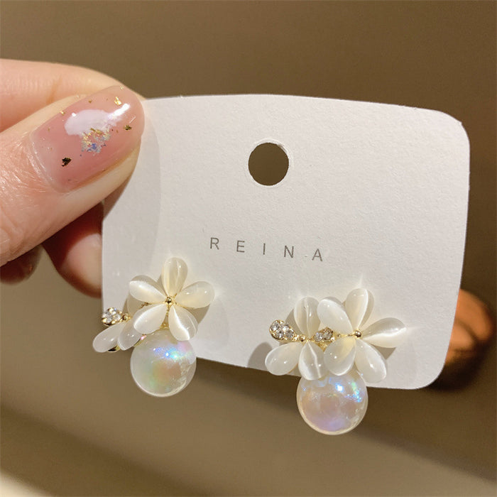 Wholesale Earrings Alloy Opal Flower Pearls JDC-ES-PD002