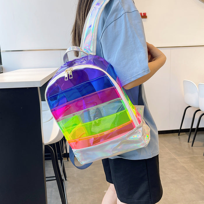 Wholesale Backpack PVC Rainbow Color Large Capacity JDC-BP-LS005